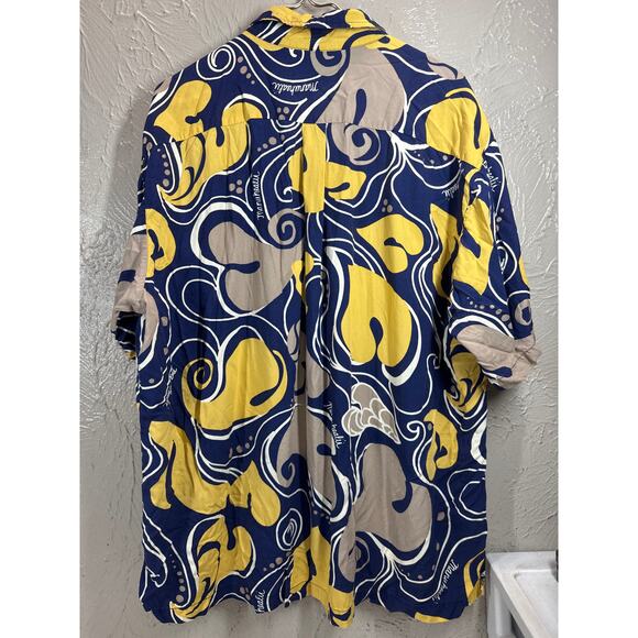 Manuhealii Hawaiian Floral Anthurium Print Navy Gold Pullover Polo Mens Size 3XL - Picture 3 of 6
